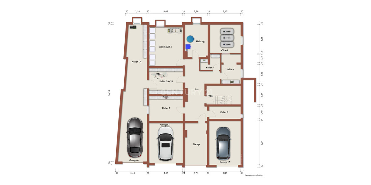 Grundriss Keller und Garagen